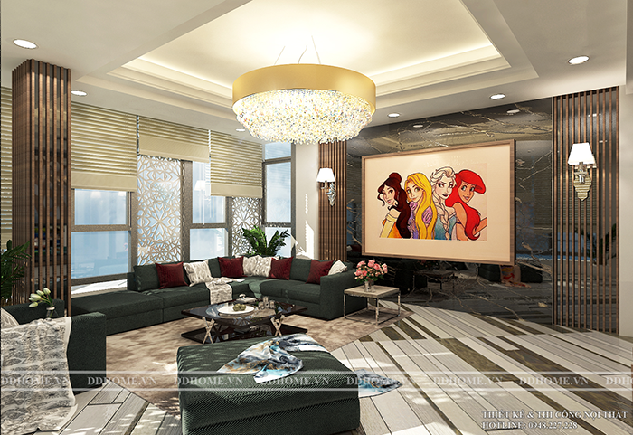 THIẾT KẾ SẢNH PHÒNG KHÁCH TẦNG 1 VILLA THỦ ĐỨC  1