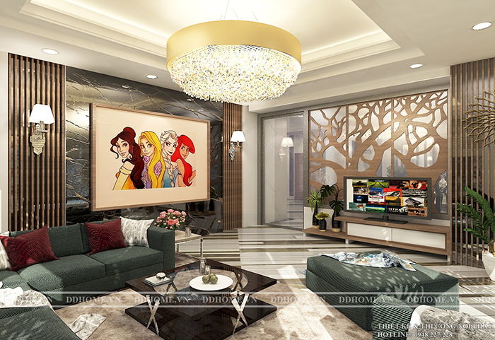 THIẾT KẾ SẢNH PHÒNG KHÁCH TẦNG 1 VILLA THỦ ĐỨC  2