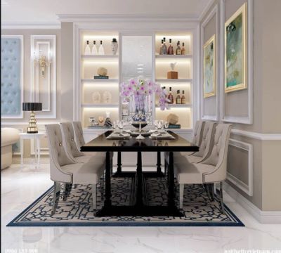 Bộ bàn ăn 6 ghế bán cổ điển sang trọng